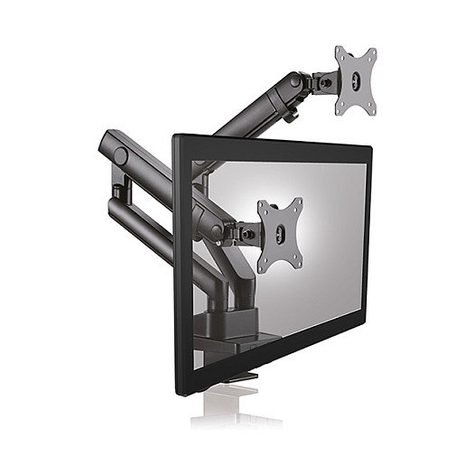 ICY BOX IB-MS314-T Soporte de Monitor para 2 Pantallas hasta 32", con Abrazadera de Escritorio, Ajustable, Negro