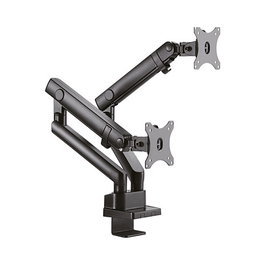 ICY BOX IB-MS314-T Soporte de Monitor para 2 Pantallas hasta 32", con Abrazadera de Escritorio, Ajustable, Negro
