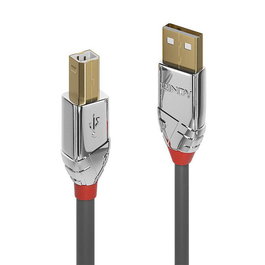 Lindy Cromo Line Cable USB 2.0 Tipo A a B de 7.5m, Cromo Line, Doble Pantalla, Contactos Dorados