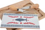 DKD Home Decor Set de 4 Tablas de Aperitivo Casitas en Bambú y Gres de Azul y Rojo Sk 24,5x20x1,2 cm