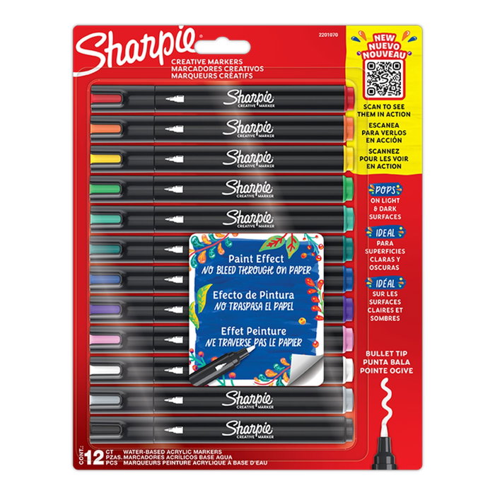 Sharpie Creative Acrylic Set de 12 Marcadores Surtidos con Punta Redonda