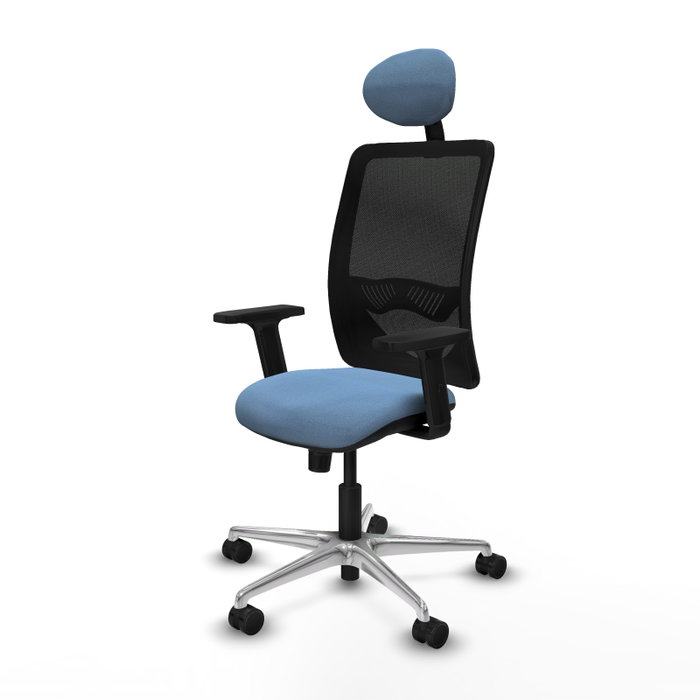 PIQUERAS Y CRESPO Silla de oficina Zulema con mecanismo Sincro, Azul cielo y Negro
