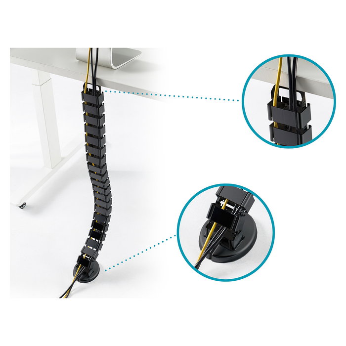 Digitus Canal para Cables, Flexible, Longitud Ajustable hasta 1.3m, Color Negro - Cable Channel