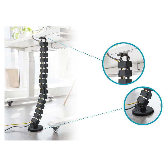 Digitus Canal para Cables, Flexible, Longitud Ajustable hasta 1.3m, Color Negro - Cable Channel