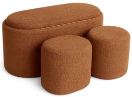 DKD Home Decor Set de Descalcetadora 3 Piezas Terracota con Bandeja