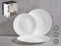 Vivalto Vajilla 12 Piezas Redonda Clásica Opal, Vidrio Blanco, Plato 24 cm + 21.5 cm + 19 cm, Dimensiones 25x13.5x25 cm (Set de 2)