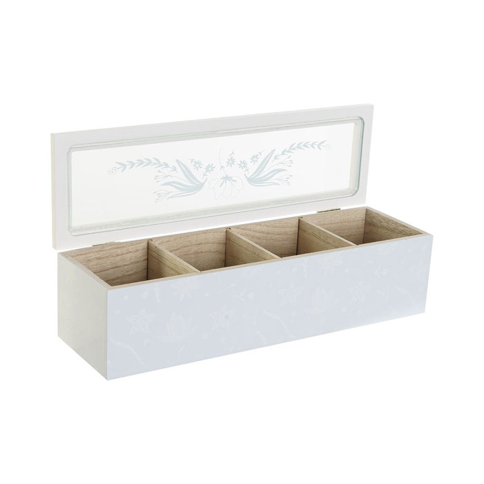 DKD Home Decor Caja de Infusiones Scandi en Verde y Azul, MDF y Cristal, 30x9x8 cm