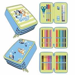 Cerdá Estuche Bluey de 3 cremalleras con 43 piezas, Azul