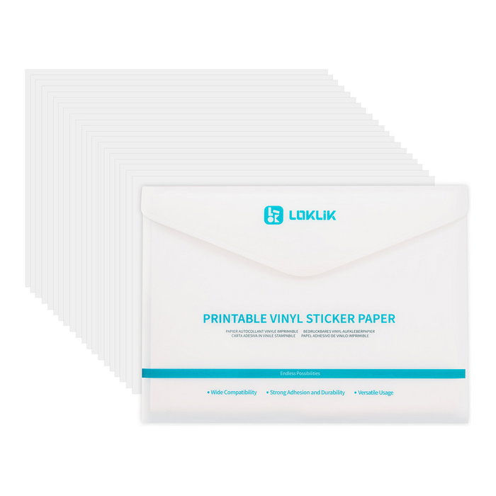 LOKLiK Europe Papel de Vinilo Imprimible Mate A4, 20 Unidades