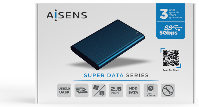 Aisens Caja Externa 2.5 ASE-2525PB Azul Pacífico