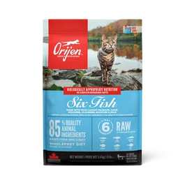 Orijen Alimento para Gatos Adultos Six Fish con Sardina, Merluza, Caballa, Platija, Pez Roca y Lenguado, 1.8 kg