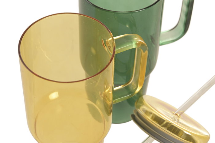 DKD Home Decor Set de 2 Tazas de Borosilicato y Silicona, 900 ml, Verde y Ámbar DKD Home Decor Set de 2 Tazas de Borosilicato y Silicona, 900 ml, Verde y Ámbar