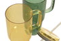 DKD Home Decor Set de 2 Tazas de Borosilicato y Silicona, 900 ml, Verde y Ámbar