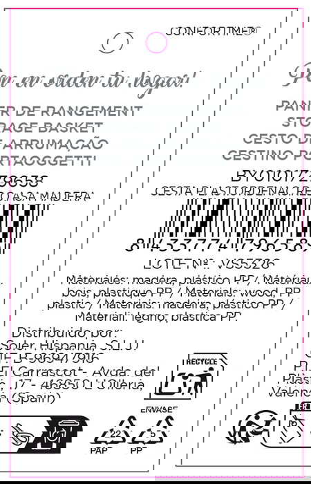 Inde Cesta Organizadora Redonda con Asa de Madera 26.7 cm Ancho x 17.7 cm Alto x 26.6 cm Largo (12 Unidades)