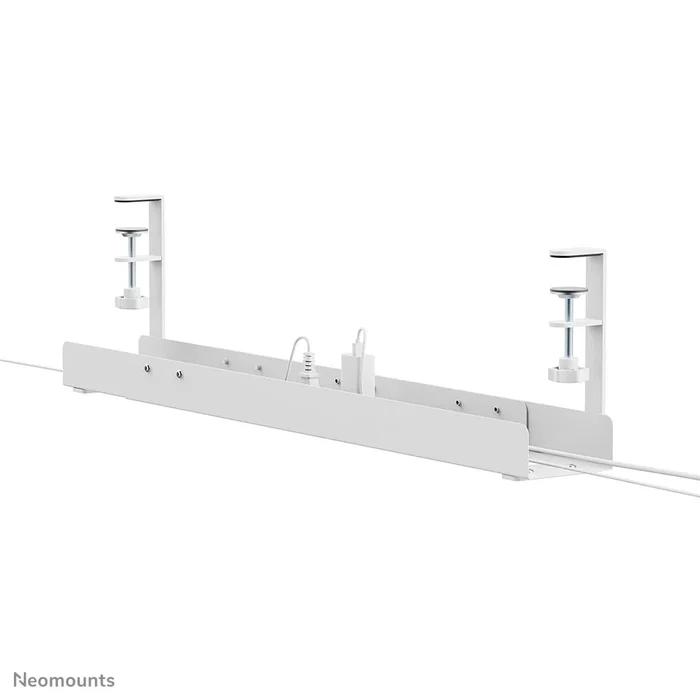 Neomounts ADS07-120WH Bandeja Organizadora de Cables para Escritorio, Ancho Ajustable 80-100-120 cm, Montaje por Abrazadera, Color Blanco