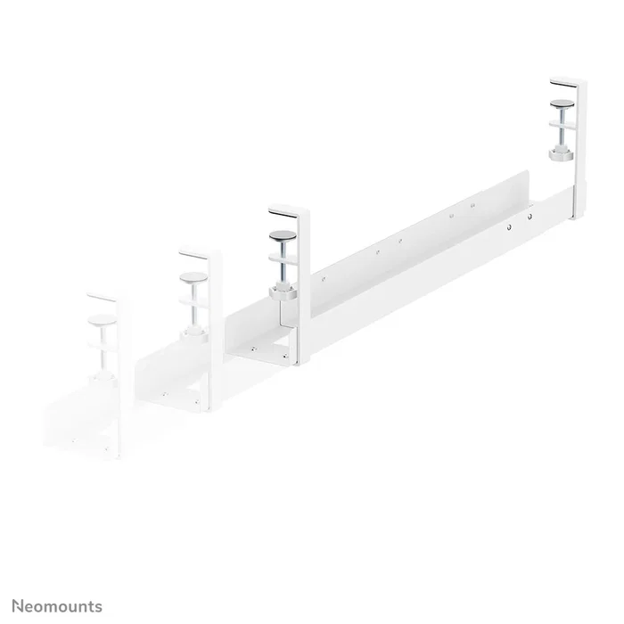 Neomounts ADS07-120WH Bandeja Organizadora de Cables para Escritorio, Ancho Ajustable 80-100-120 cm, Montaje por Abrazadera, Color Blanco