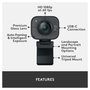 Logitech StreamCam Cámara Web Full HD 1080p 60 fps USB-C, Autoenfoque, Vidrio, Incluye Soporte para Monitor y Trípode