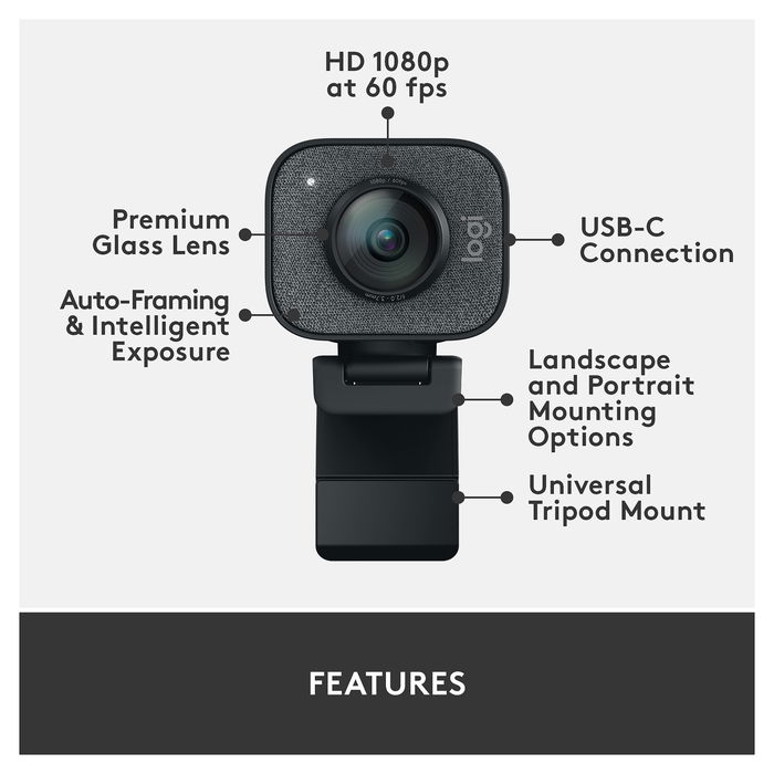 Logitech StreamCam Cámara Web Negra, Full HD 1080p, 60 fps, Micrófono Integrado, Autoenfoque, USB Logitech StreamCam Cámara Web Negra, Full HD 1080p, 60 fps, Micrófono Integrado, Autoenfoque, USB