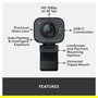 Logitech StreamCam Cámara Web Negra, Full HD 1080p, 60 fps, Micrófono Integrado, Autoenfoque, USB