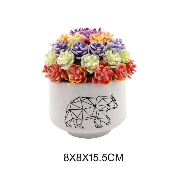 DKD Home Decor Maceta de Gres y PE 8x8x15,5 Surtido de 2