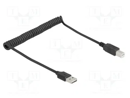 DeLOCK 90130 Cable Espiral USB 2.0 Tipo A a Tipo A de 0,8 m Negro