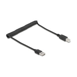 DeLOCK 90130 Cable Espiral USB 2.0 Tipo A a Tipo A de 0,8 m Negro
