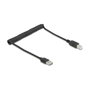 DeLOCK 90130 Cable Espiral USB 2.0 Tipo A a Tipo A de 0,8 m Negro