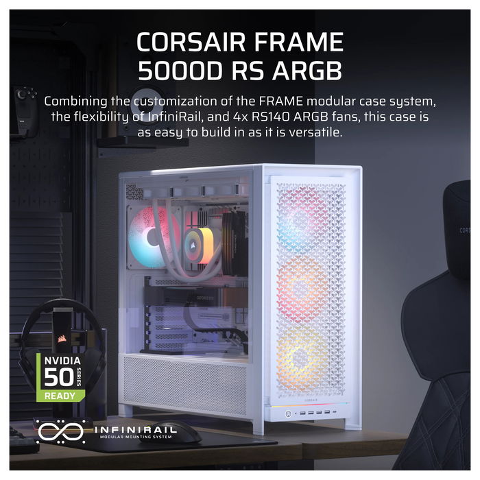 Corsair 5000D RS ARGB Midi Tower ATX Gaming Gehäuse Blanco