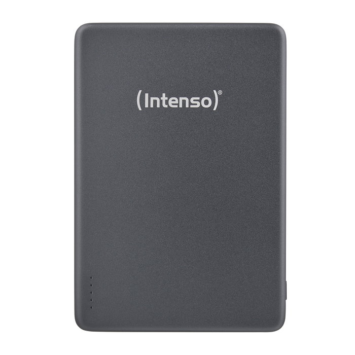 Intenso MW5000 Batería Externa Power Bank 5000 mAh Magsafe, Carga Inalámbrica 15W, USB-C PD 20W, Carga Rápida PPS, Delgada Compacta, Color Gris