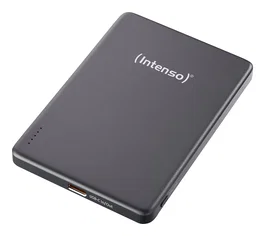 Intenso MW5000 Batería Externa Power Bank 5000 mAh Magsafe, Carga Inalámbrica 15W, USB-C PD 20W, Carga Rápida PPS, Delgada Compacta, Color Gris