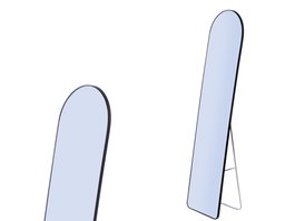 Giftdecor Espejo Ovalado con Soporte Negro para Maquillaje y Decoración, Vidrio, 36 x 147 x 3 cm