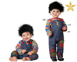Disfraz de Bebé Muñeco Diabólico Halloween 12-24 Meses - Conjunto Camiseta y Pantalón con Peto