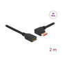 DeLOCK Cable Alargador DisplayPort 1.4 2m, Macho Angular 90 Izquierda a Hembra, 8K 60Hz 7680x4320, 32.4 Gbit/s, HDR, DSC, HDCP, Cable Redondo Negro Blindado