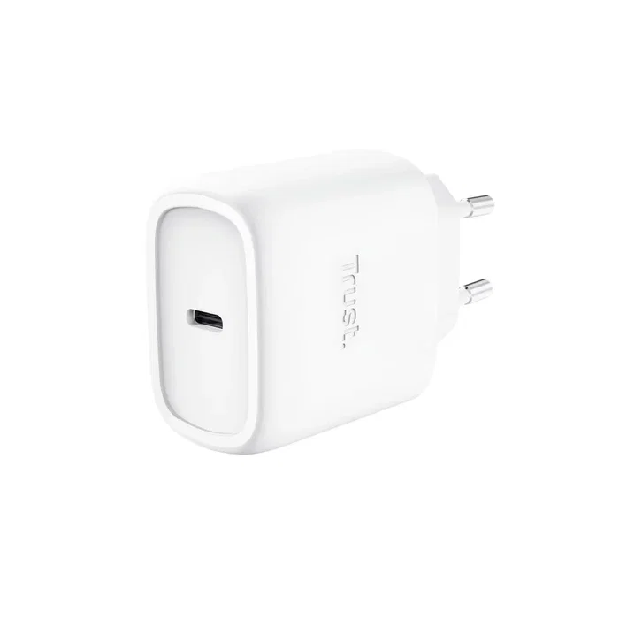 Trust Cargador GaN de Pared USB-C 45W con Cable 2m Incluido - Carga Rápida PD 3.0 PPS - Blanco - Universal - Compatible con Smartphones y Tablets