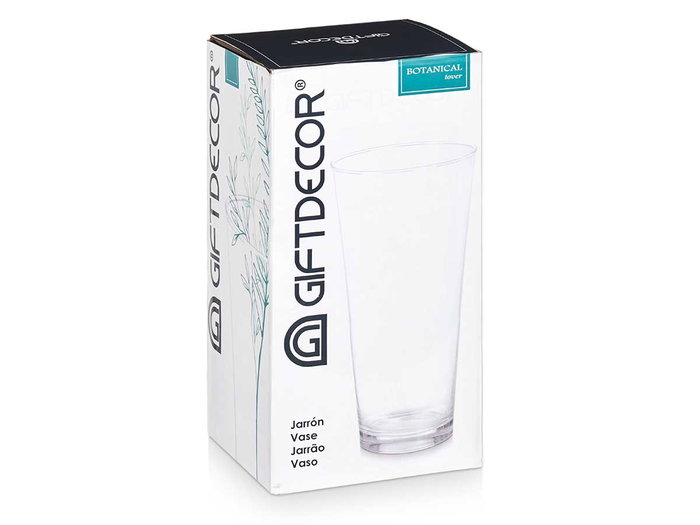 Giftdecor Jarron Cristal Cuello Conico Transparente 37 cm (Set de 4)