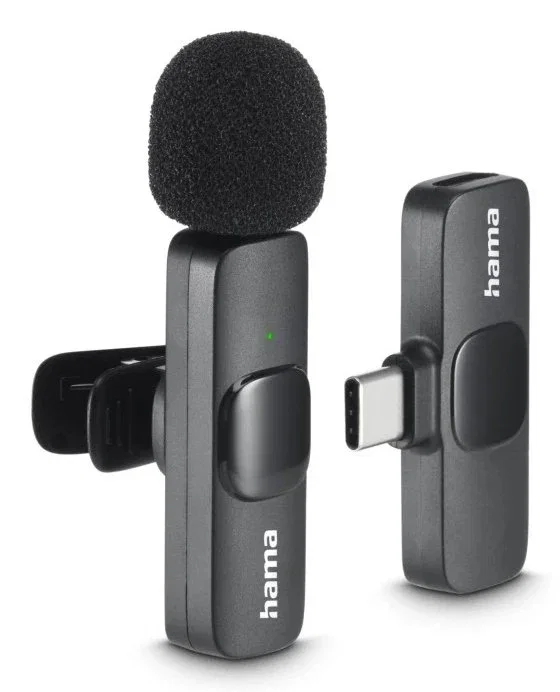 Hama Smart Wireless Micrófono de solapa inalámbrico USB-C Negro