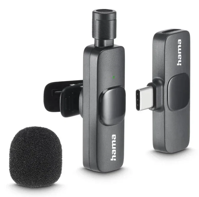 Hama Smart Wireless Micrófono de solapa inalámbrico USB-C Negro