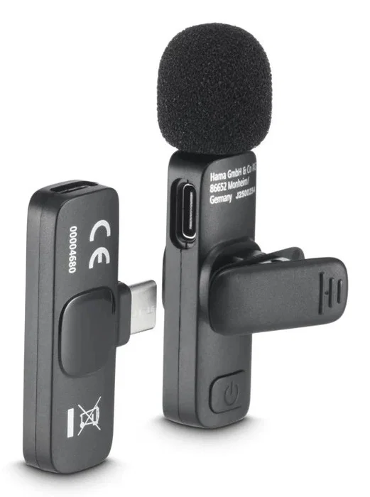 Hama Smart Wireless Micrófono de solapa inalámbrico USB-C Negro