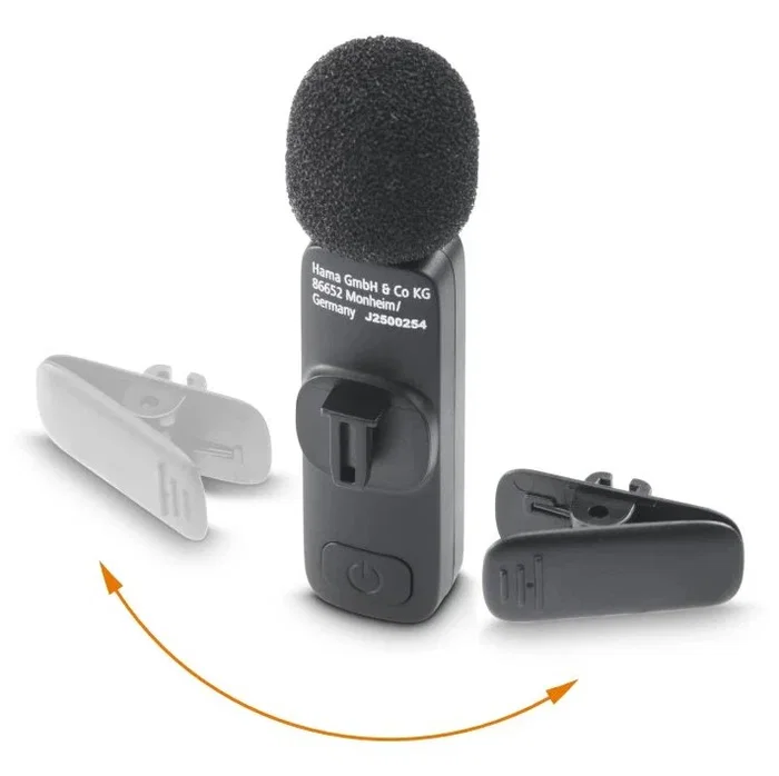 Hama Smart Wireless Micrófono de solapa inalámbrico USB-C Negro