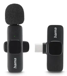 Hama Smart Wireless Micrófono de solapa inalámbrico USB-C/Lightning Negro