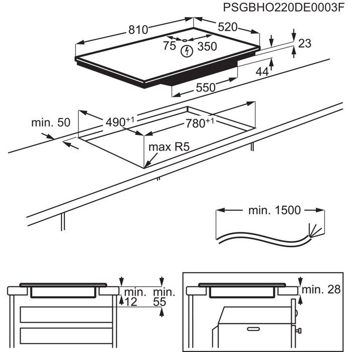 AEG TII84B10FZ Placa de Inducción SaphireMatte 80 cm