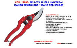 BELLOTA Tijera Universal Mango Remachado 1 Mano 3505-23