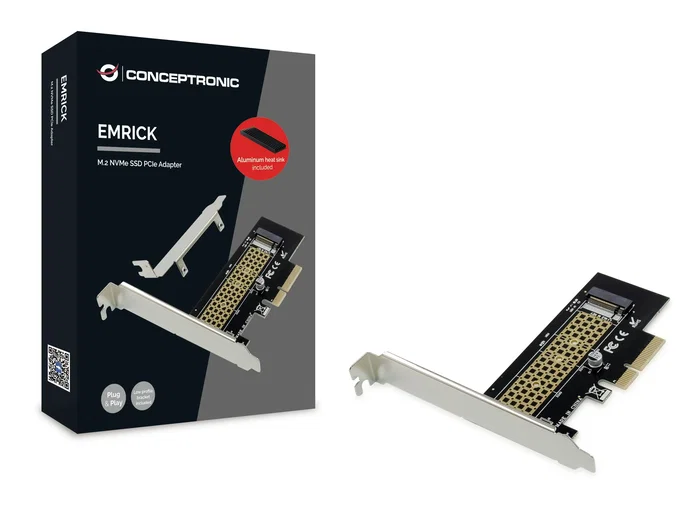 Conceptronic EMRICK05BS Tarjeta Controladora M.2 NVMe PCIe con Disipador Conceptronic EMRICK05BS Tarjeta Controladora M.2 NVMe PCIe con Disipador