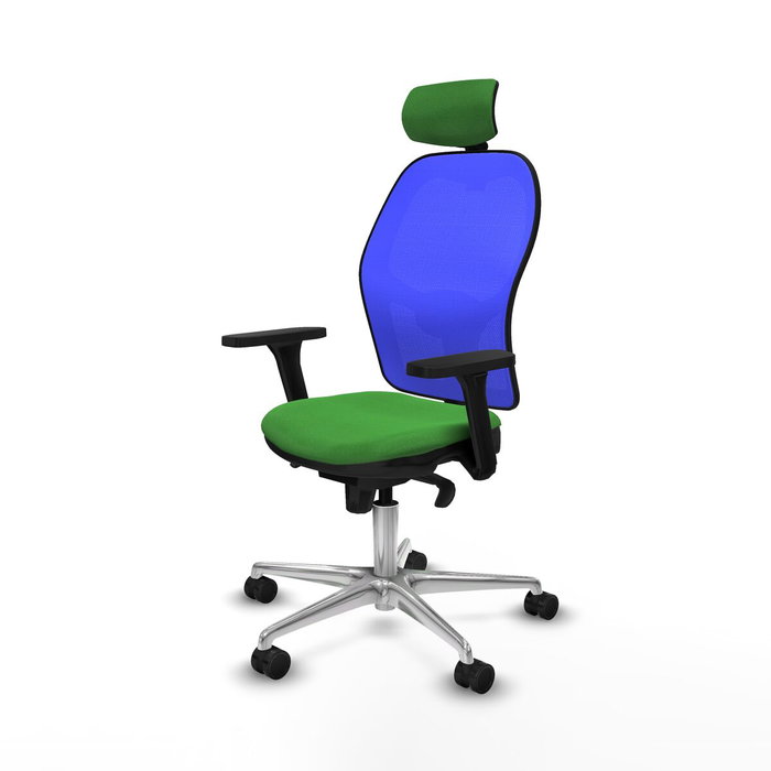 PIQUERAS Y CRESPO Silla de oficina Jorquera con mecanismo Sincro, Tela Verde y Malla Azul