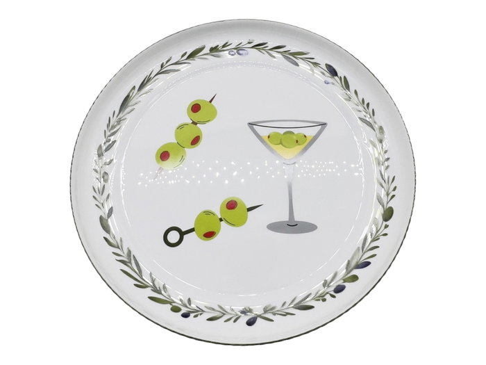 DKD Home Decor Plato de Vidrio Opal Olivas Verde DKD Home Decor Plato de Vidrio Opal Olivas Verde