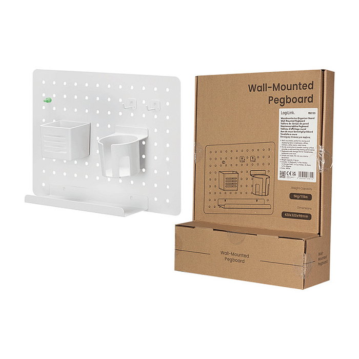 LogiLink Pegboard para montaje en pared, 420x320mm, blanco