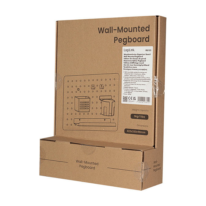 LogiLink Pegboard para montaje en pared, 420x320mm, blanco