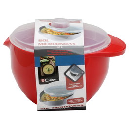Cuisy Bol Microondas 1,2 L con Tapa Antisalpicaduras para Cocina Rápida