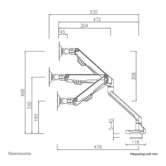Newstar Neomounts FPMA-D750SILVER2 Brazo de monitor plata