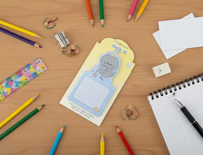 Imaginovo Bloc notas adhesivas 20 hojas gato azul 60x125 mm